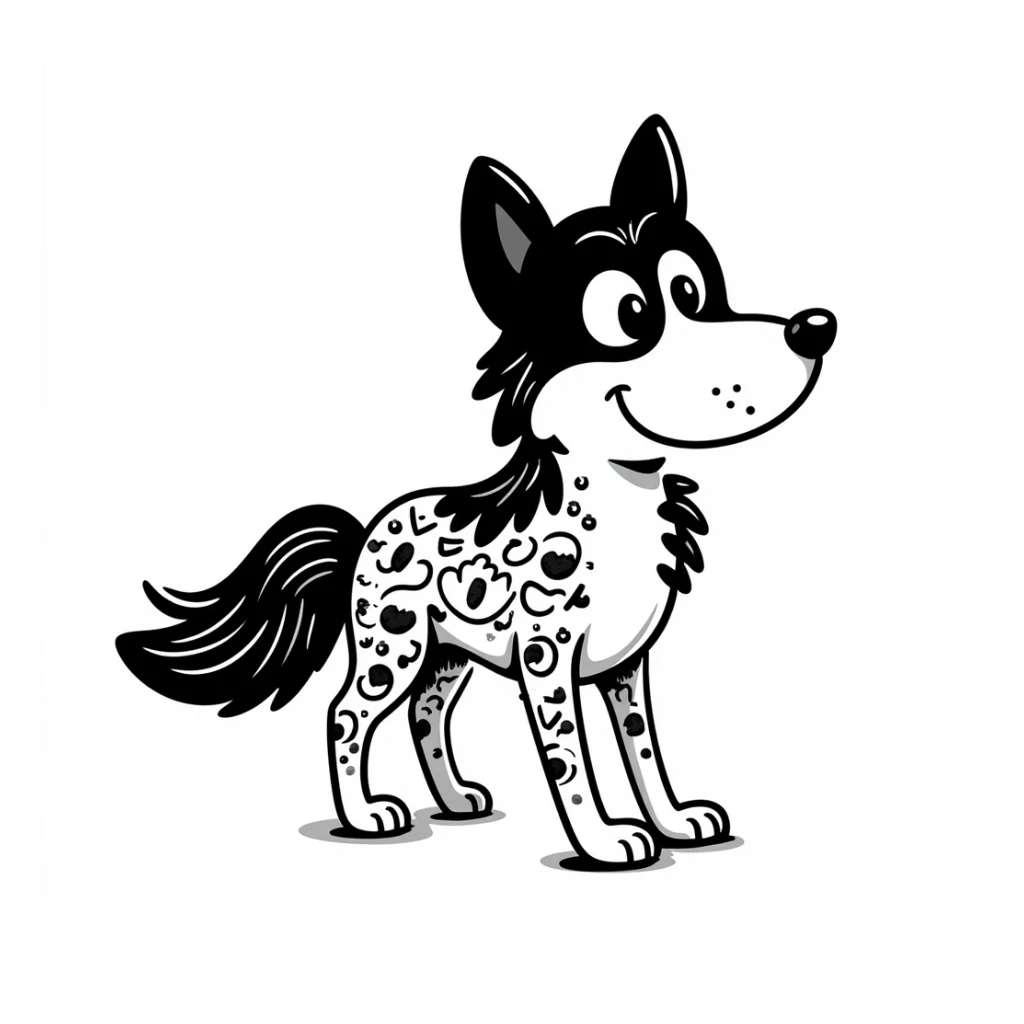 A wolf in notion style hand drawn doodles sticker