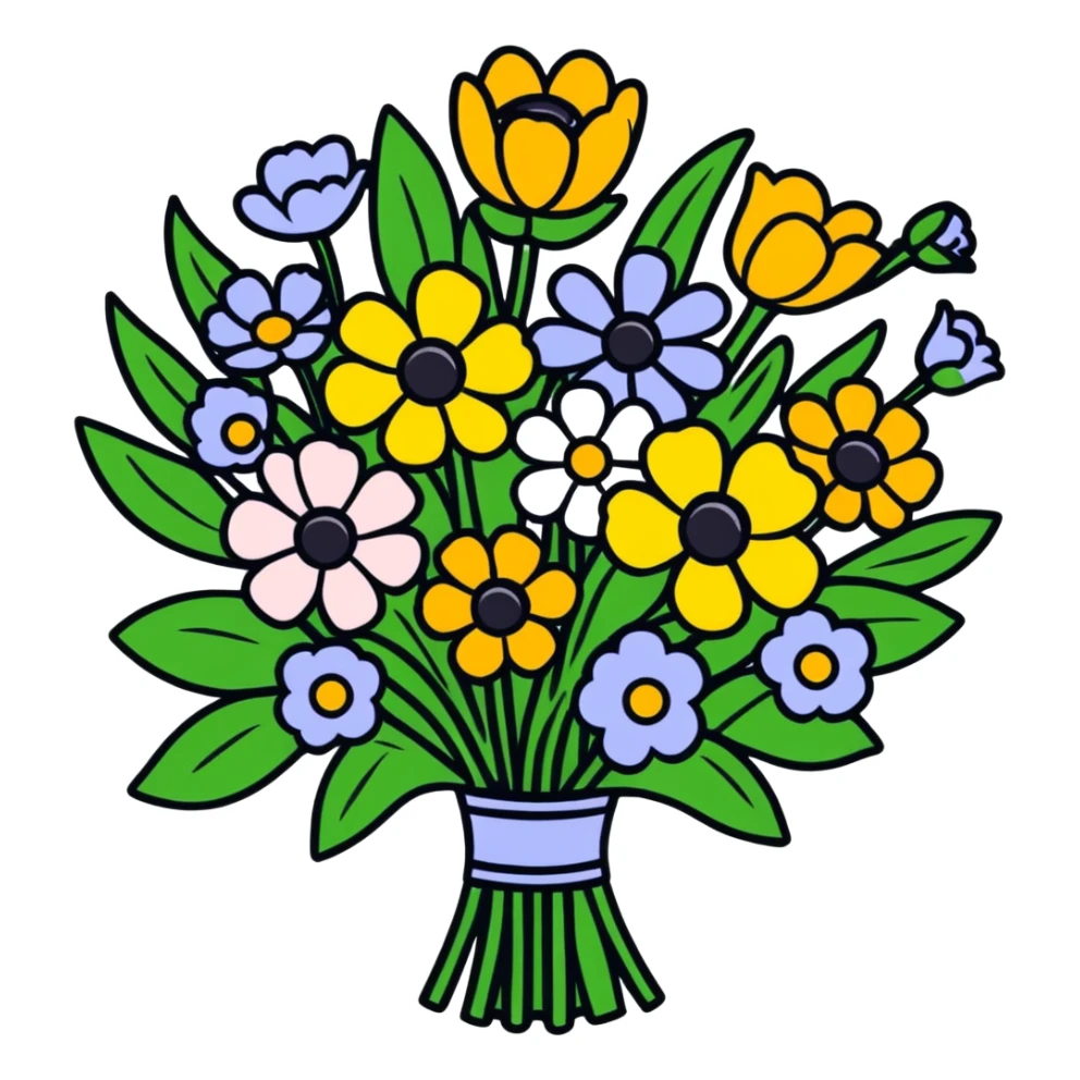 Happy birthday flower bouquet sticker