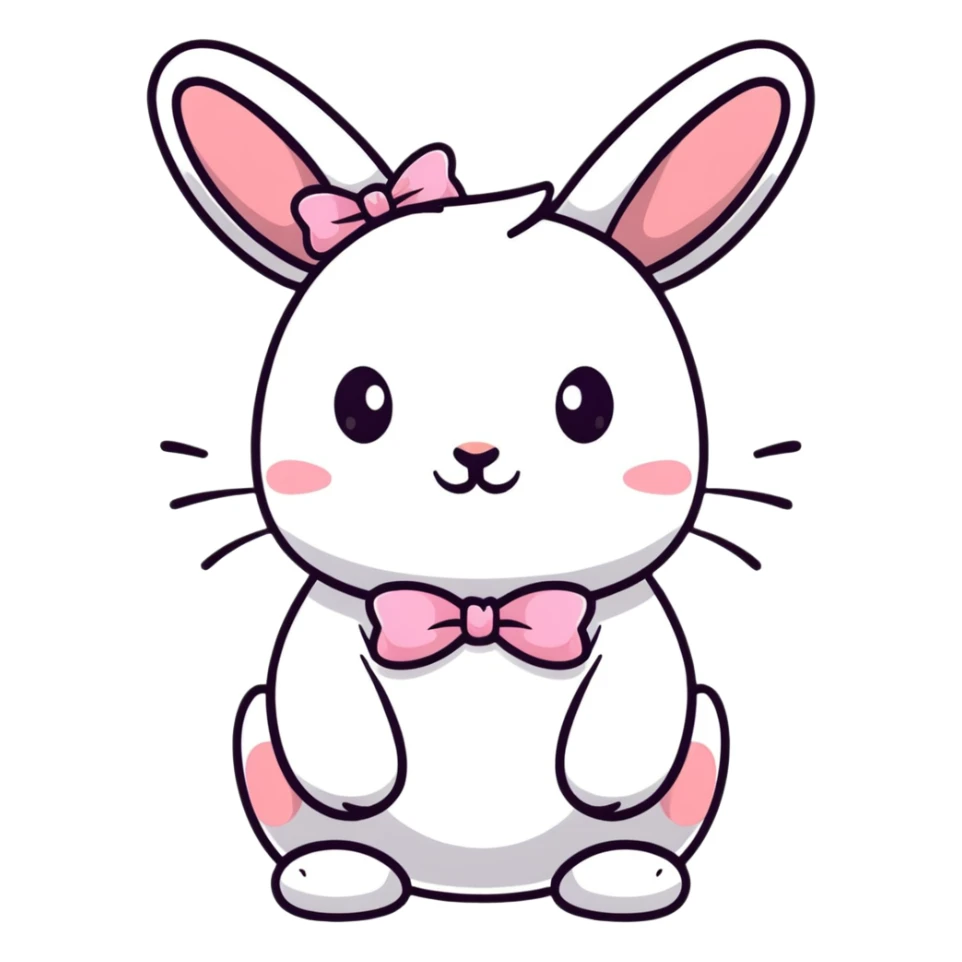 adorable bunny rabbit with pretty bow, playful sticker