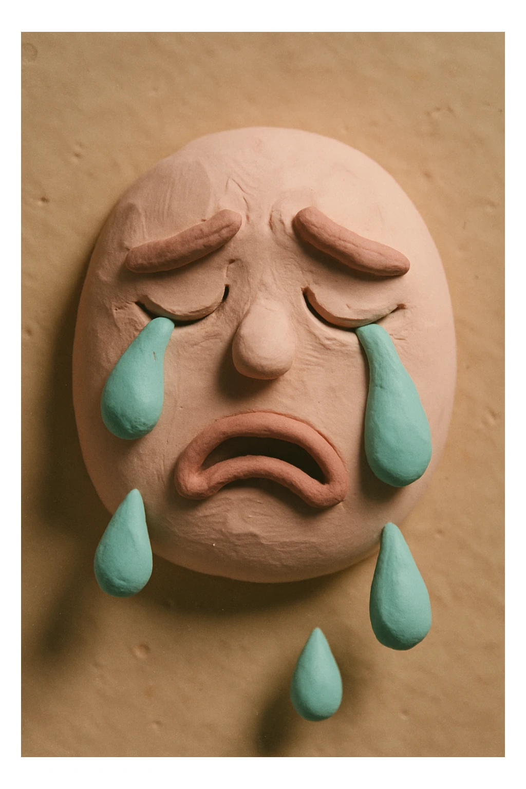 Tears in claymation style, matte texture with soft pastel colors. sticker