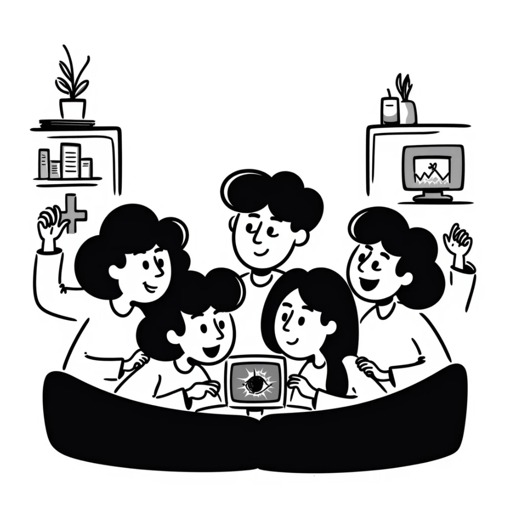 A person plays with the GameCube on TV with friends, sitting on the couch sticker