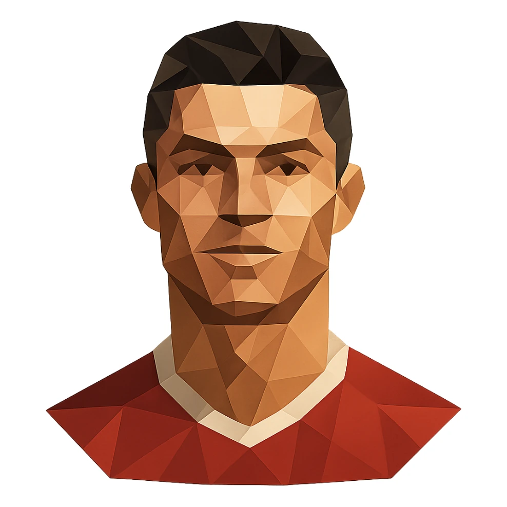 Cristiano Ronaldo as a polygonal icon, geometric shapes, stylized sticker