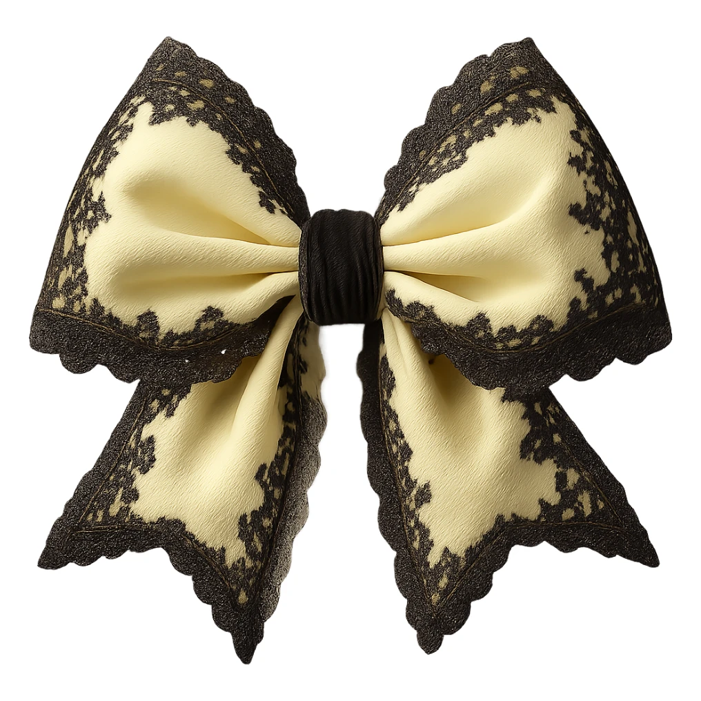 Make the gothic yellow bow pastel yellow while keeping the lace and velvet details. Maintain a photorealistic style and keep the background transparent. sticker