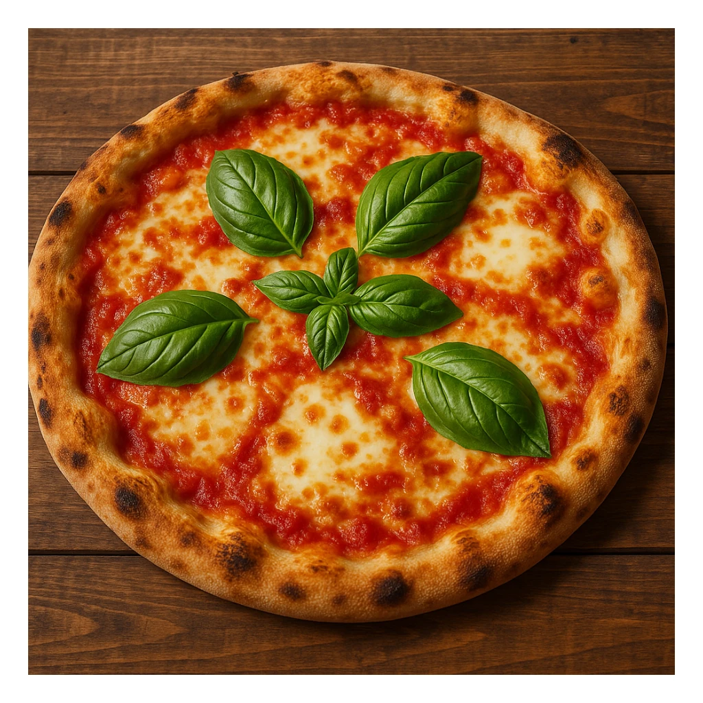 classic style whole margarita pizza with basil leaves sticker