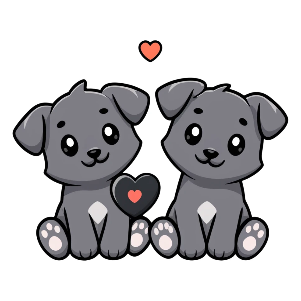 two black puppy paws with a black heart around them sticker