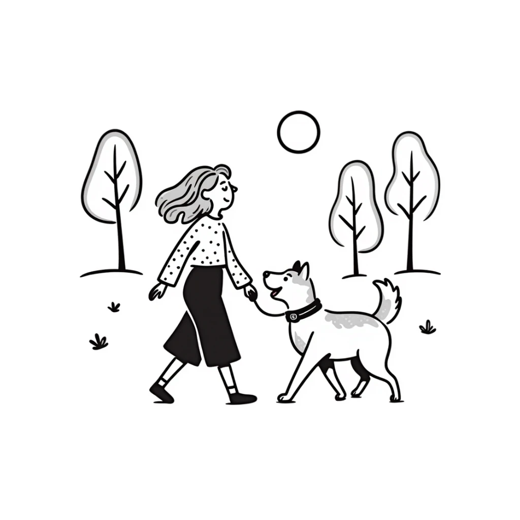 Blonde woman walking a happy Siberian husky  sticker