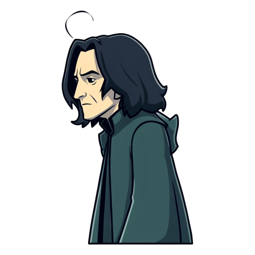 sad Severus Snape side view with long black hair sticker