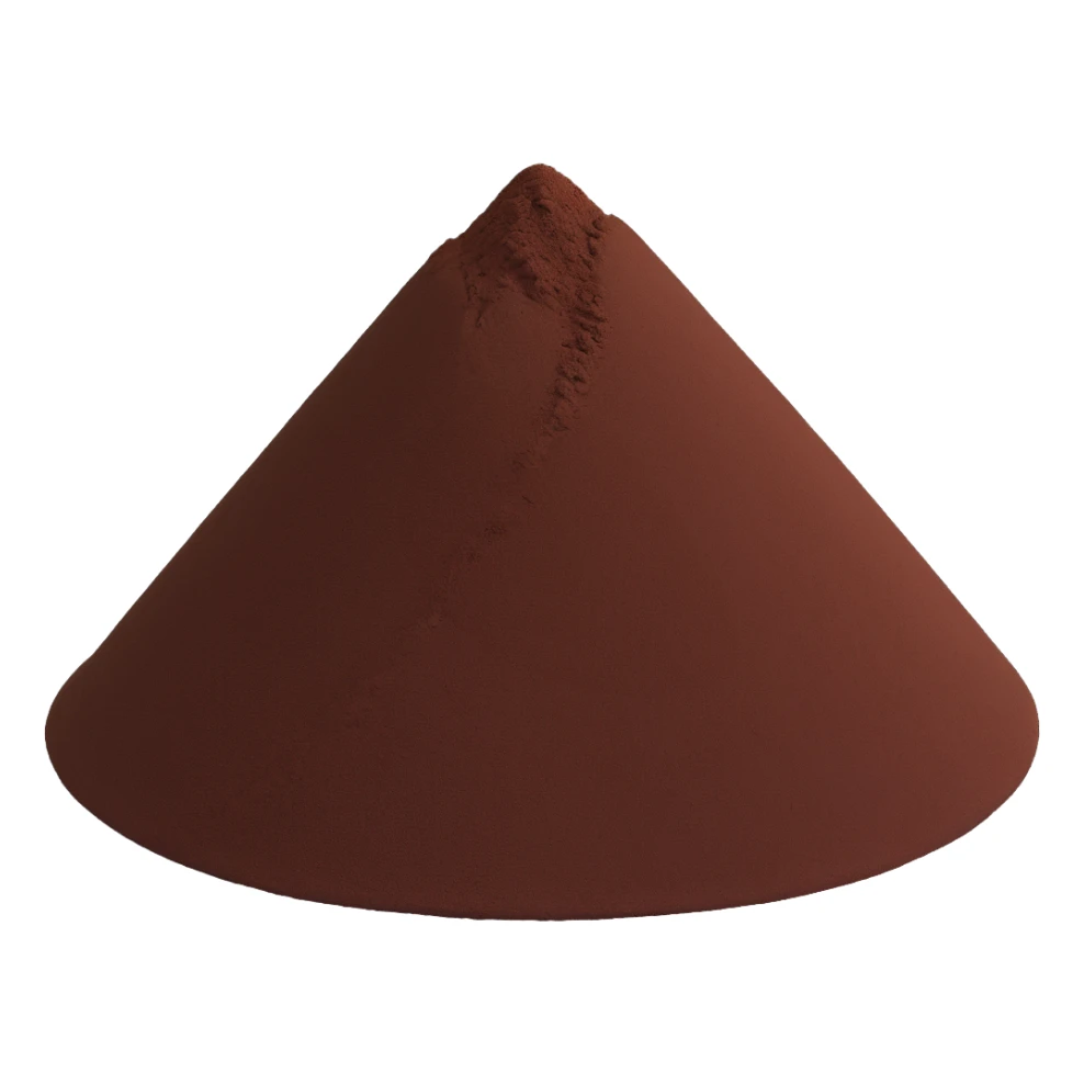 rich brown cocoa powder mound or dusting fine velvety matte uneven soft ridges color from reddish to dark chocolate brown no spoon container or garnish clean 3D soft lighting transparent background emoji scale sticker
