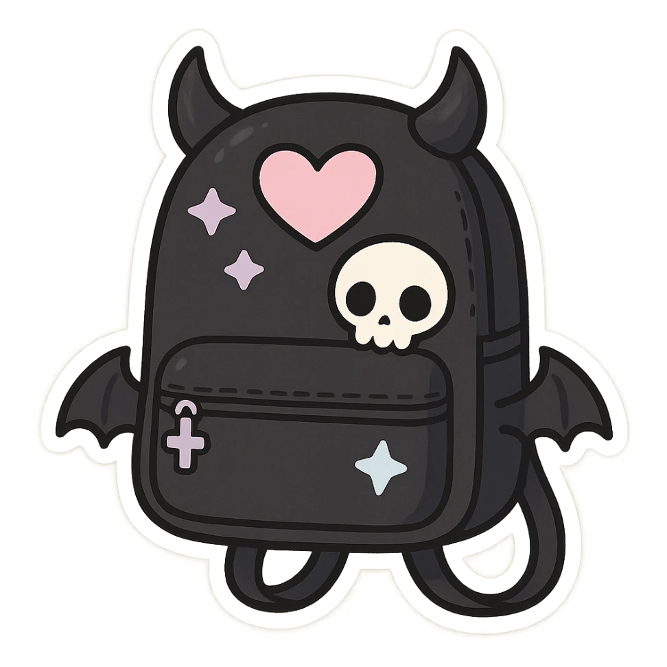 pastel goth black object sticker