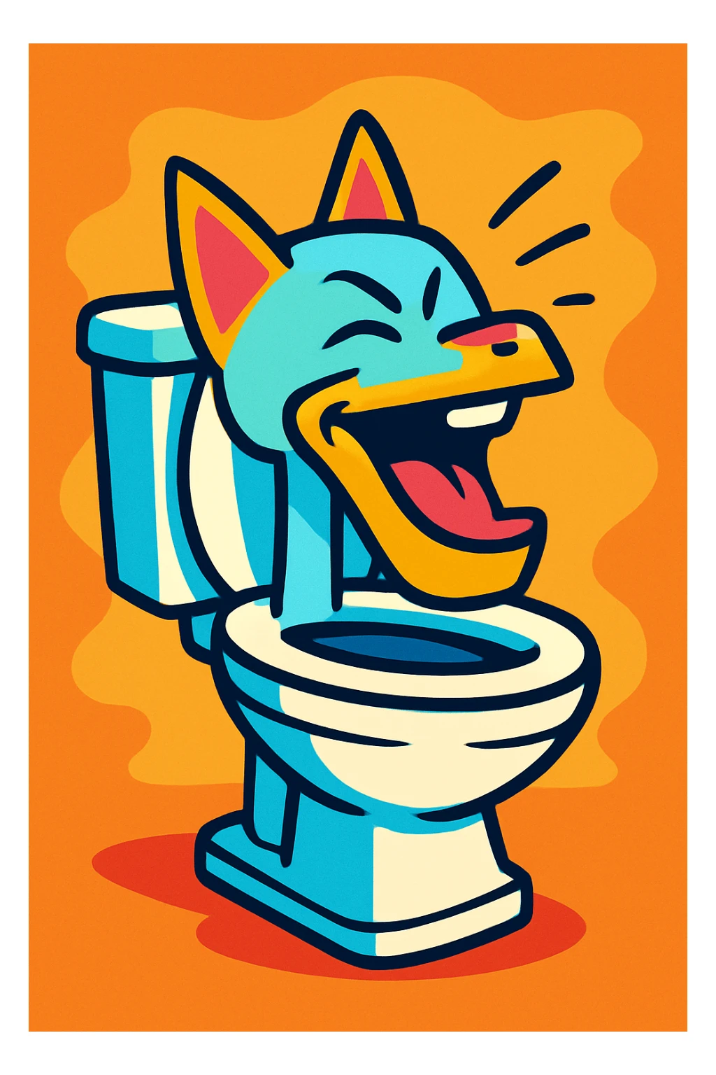 Skibidi Toilet character mewing with exaggerated jawline, vibrant toon style sticker