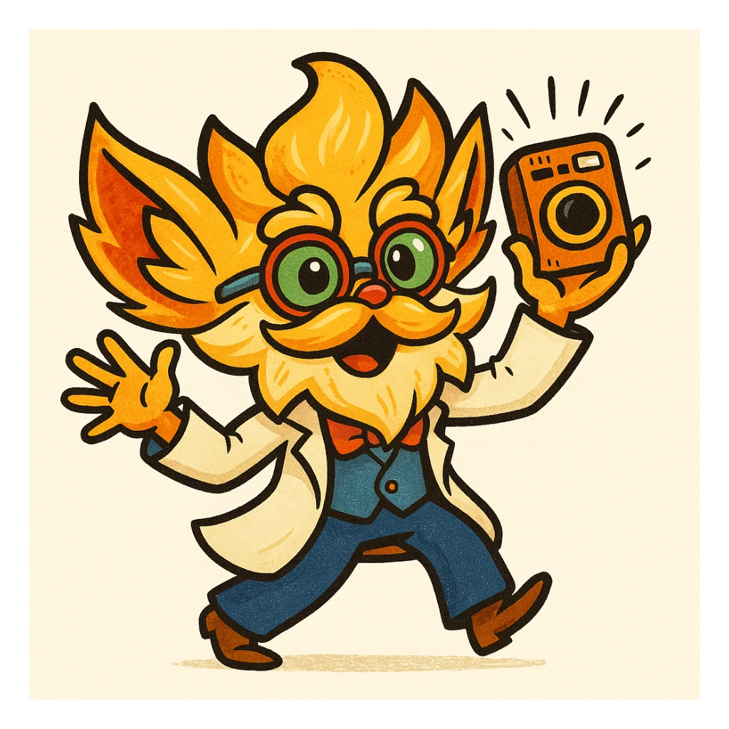 Arcane's Himerdinger emoji, doodle style, more vibrant sticker