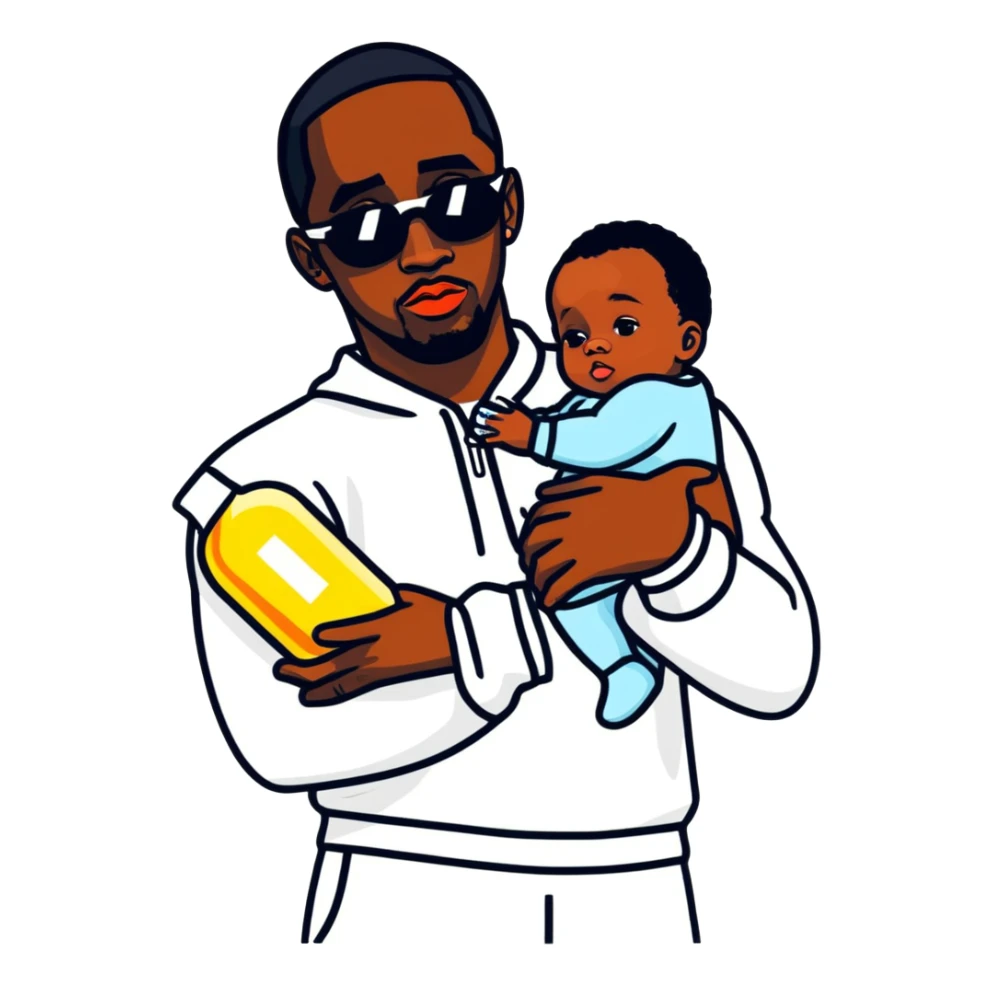 P. Diddy with baby oil in hand sticker
