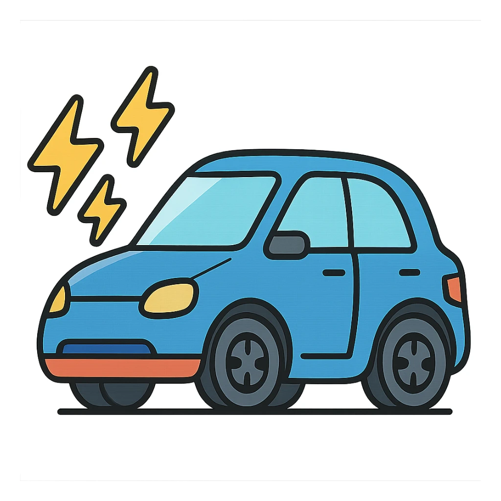 flat toon style car with lightning bolts to show power sticker