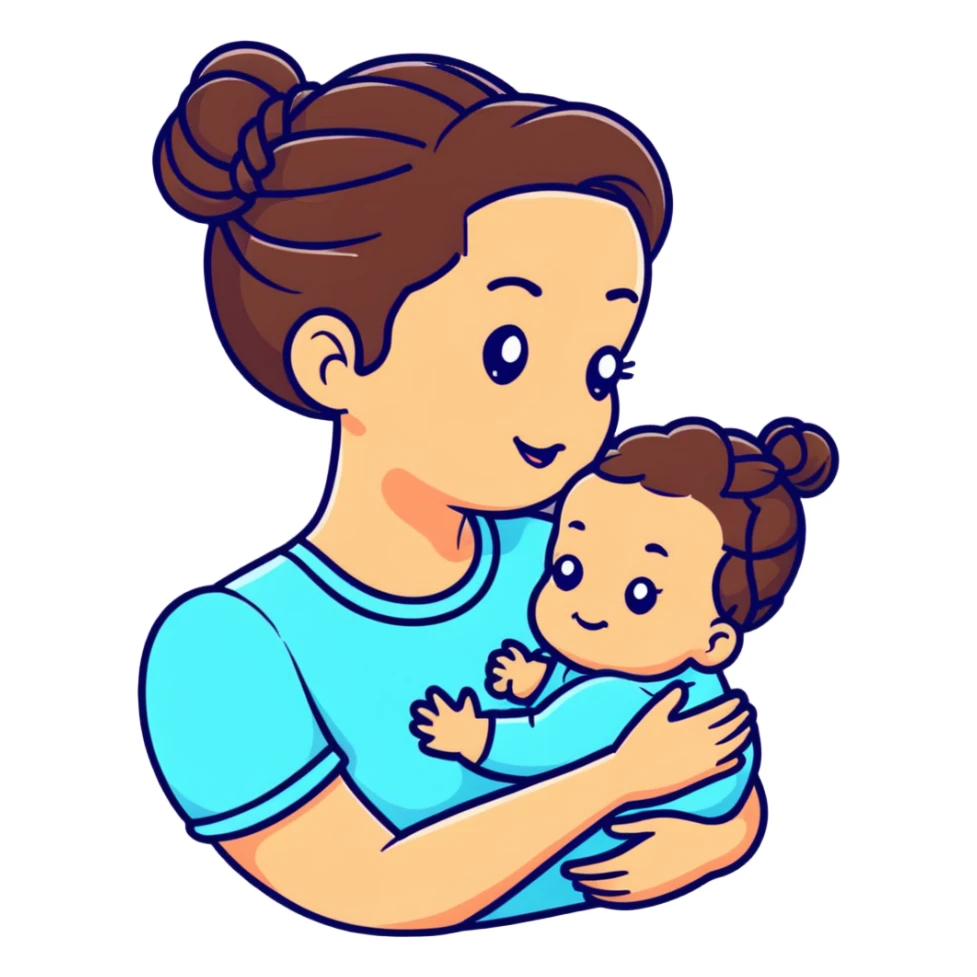 mom and baby with matching braided hairstyles sticker