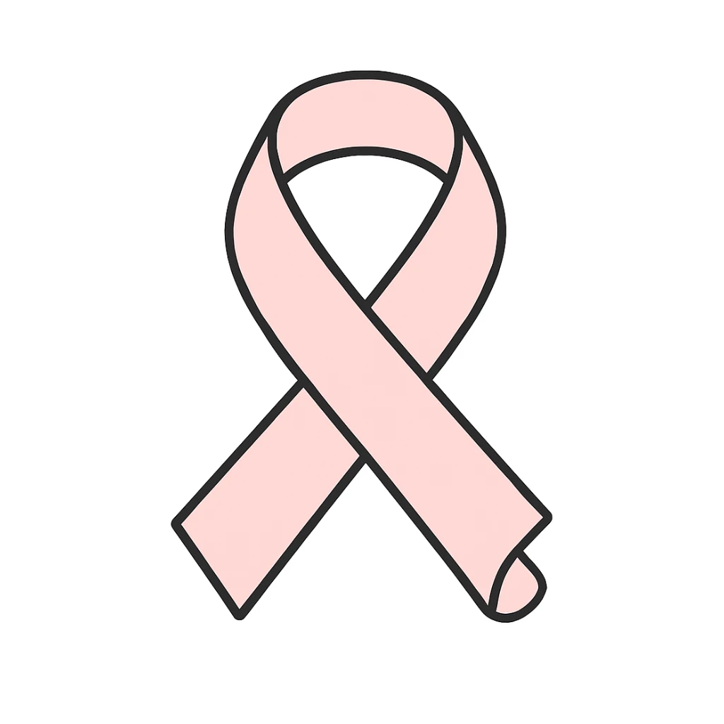 a pale pink ribbon, curled at the ends sticker