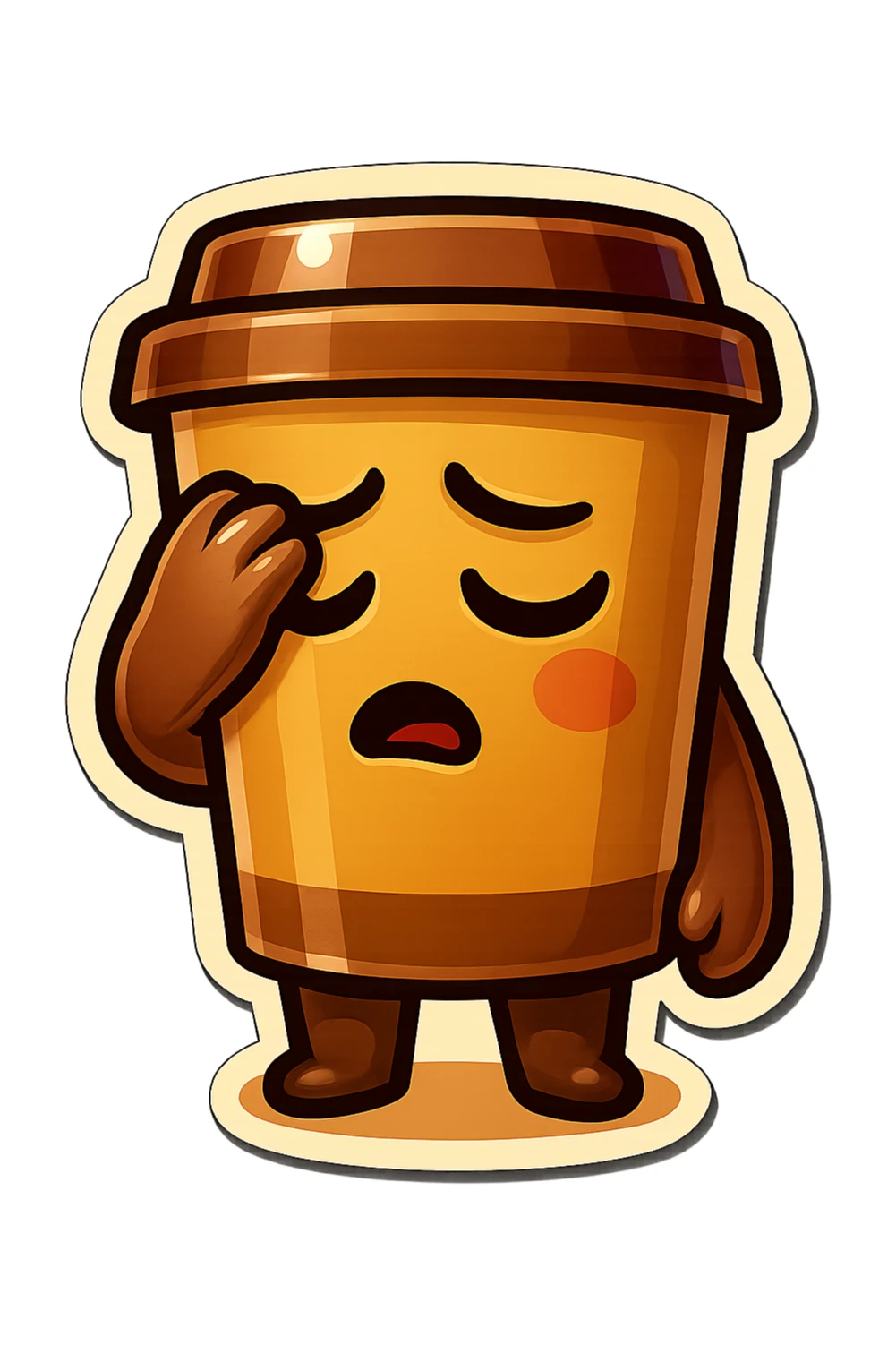 Tall coffee cup, face palm, heavy sigh sticker