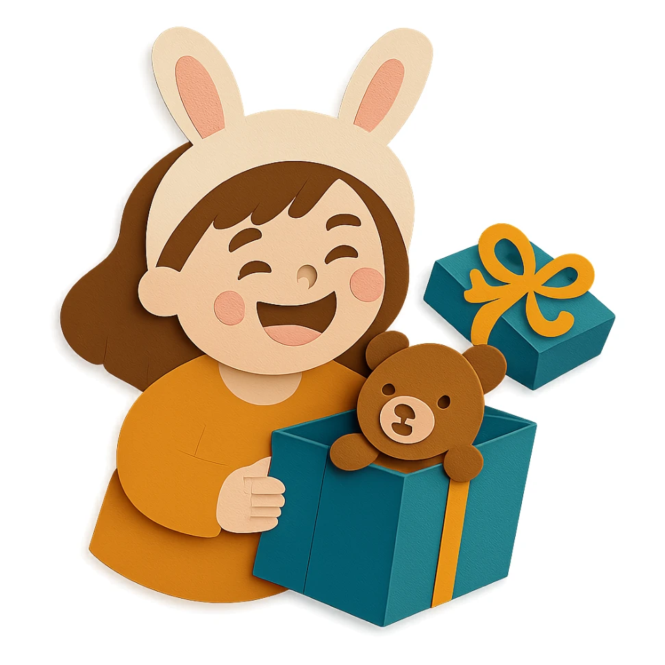 Edit the ribbon on the gift box cover to a more decorative design, while all other design elements remain unchanged sticker