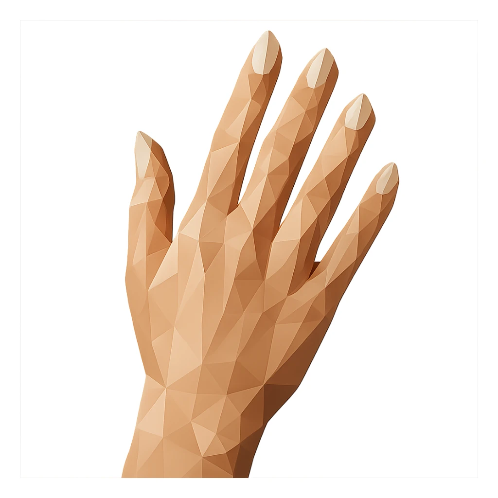 beautiful realistic female hand with five fingers and beige manicure, polygonal style sticker