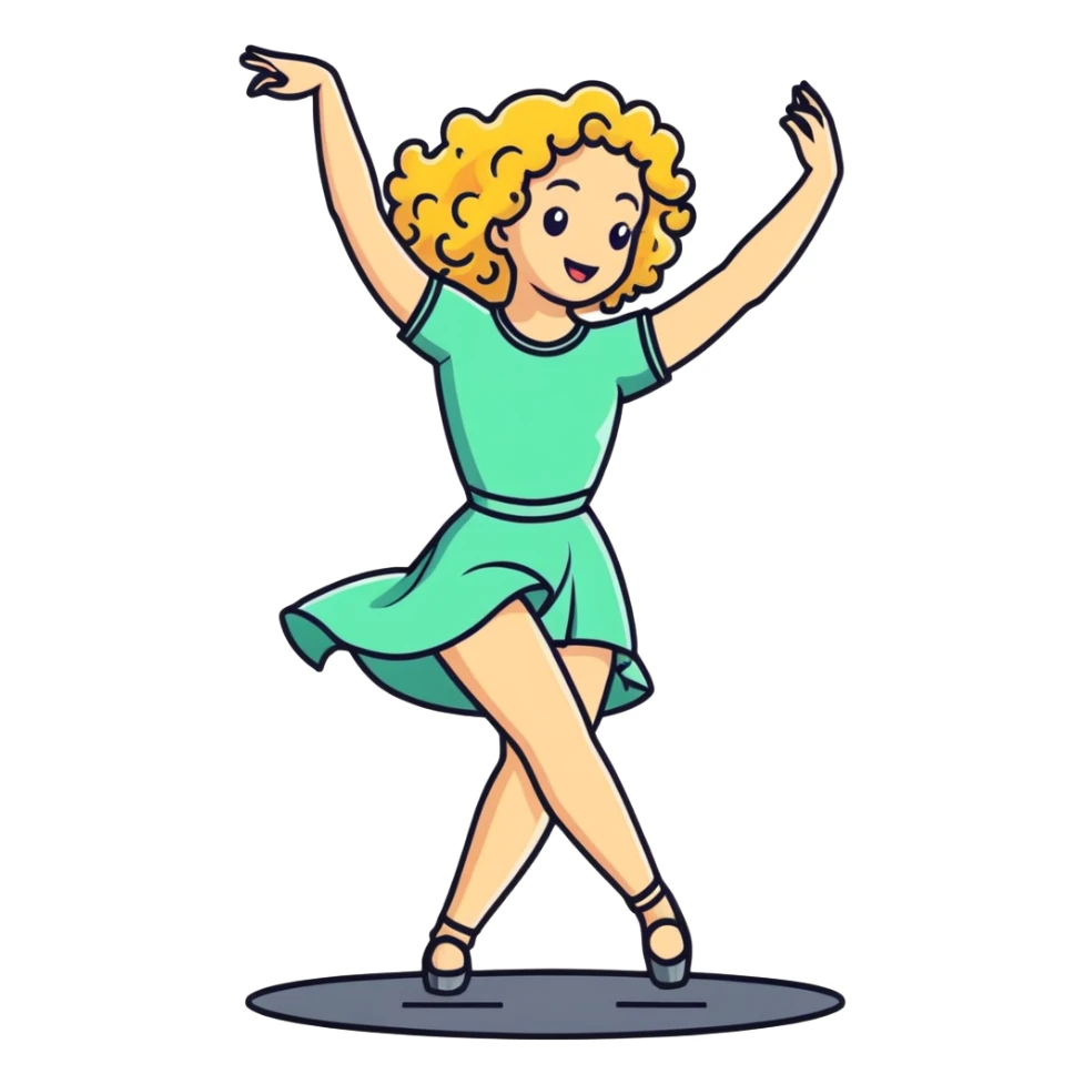 Woman with blonde curly hair dancing on a poll sticker