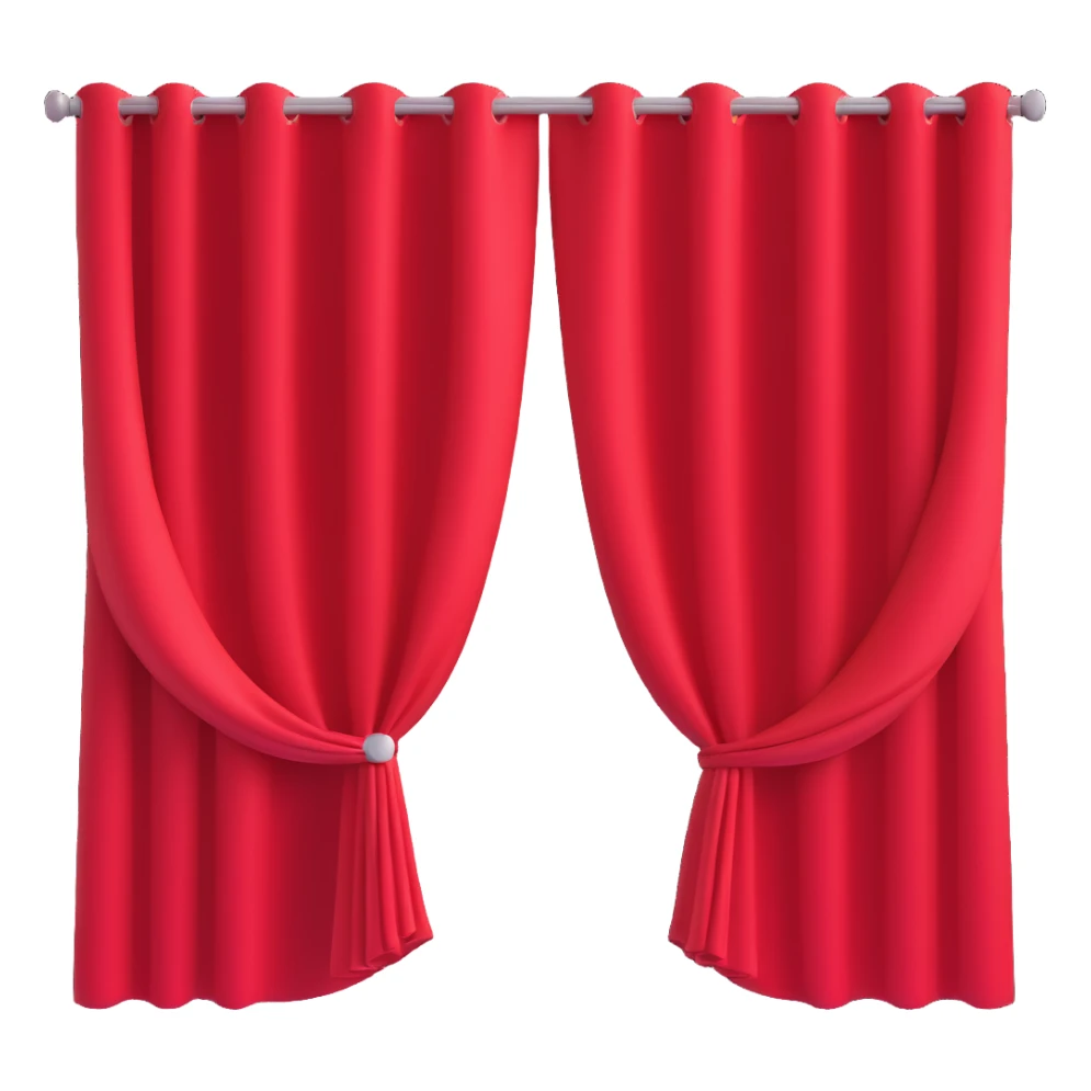 simple noren curtain, 3D icon style, red color, dimensional, transparent background sticker