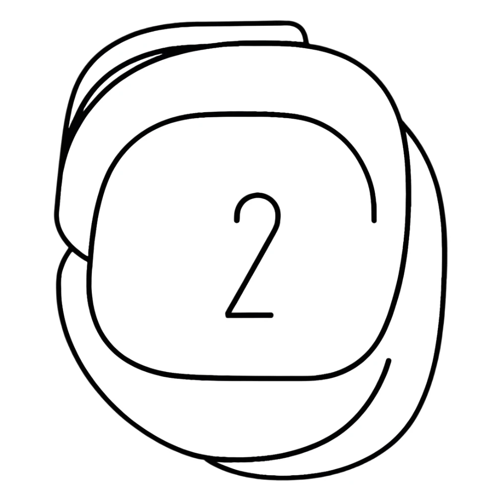 Minimalist badge with number 2, showing 50-79% attendance, simple design sticker