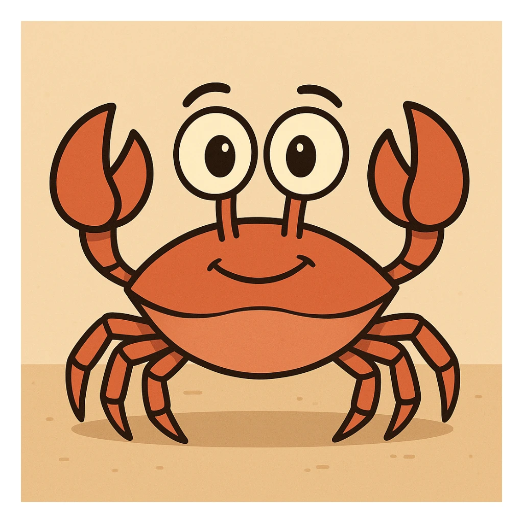 a cartoon crab with big eyes sticker