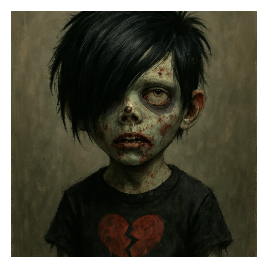 boy zombie with emo hair, style 2 sticker