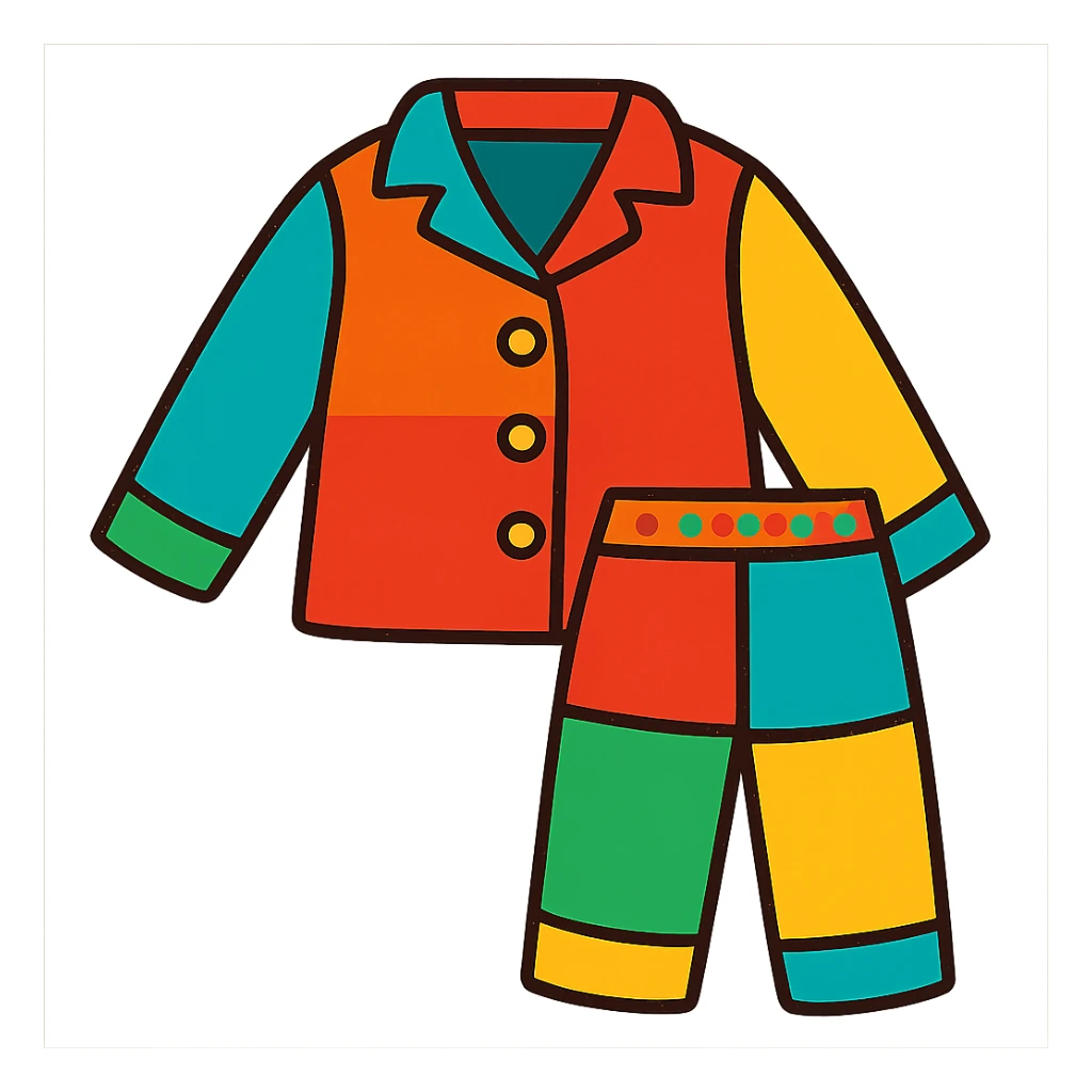 A cozy pajama set, vibrant and colorful sticker
