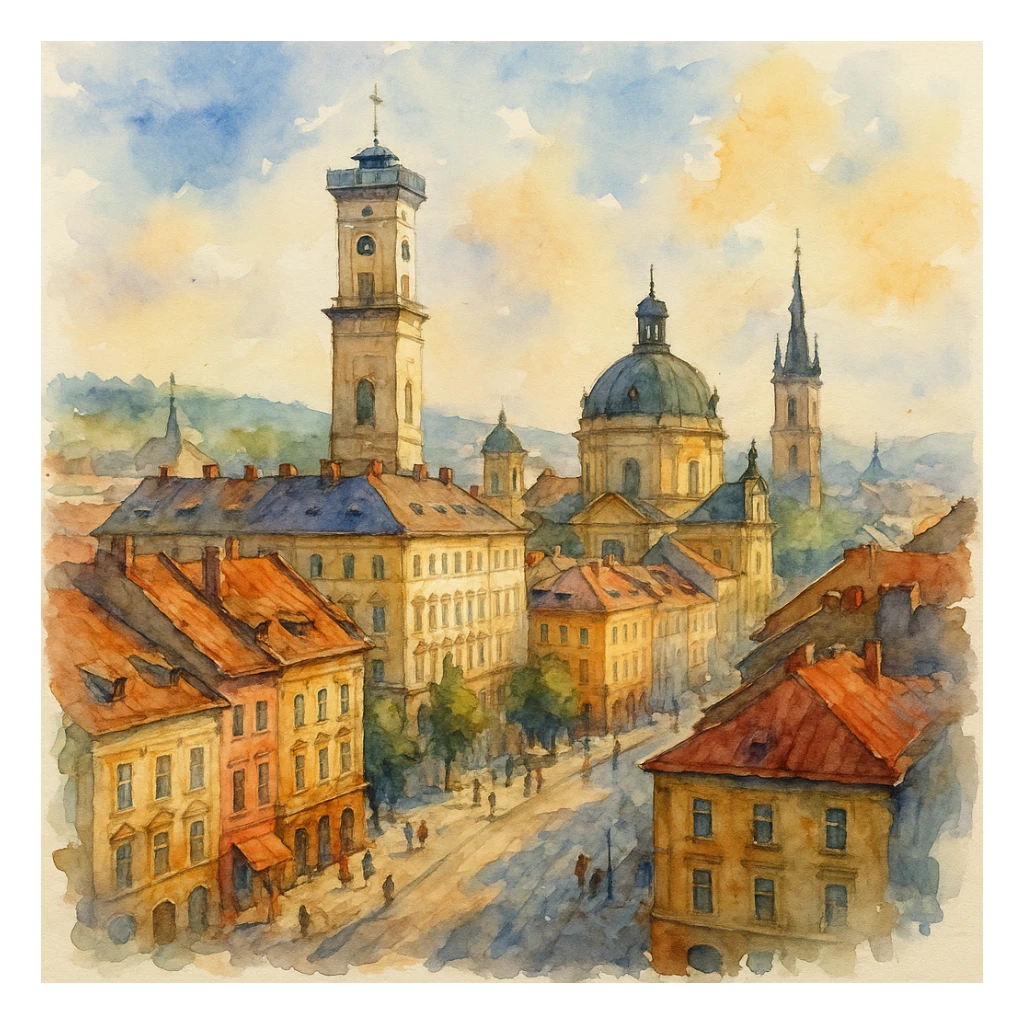 watercolor style Lviv sticker