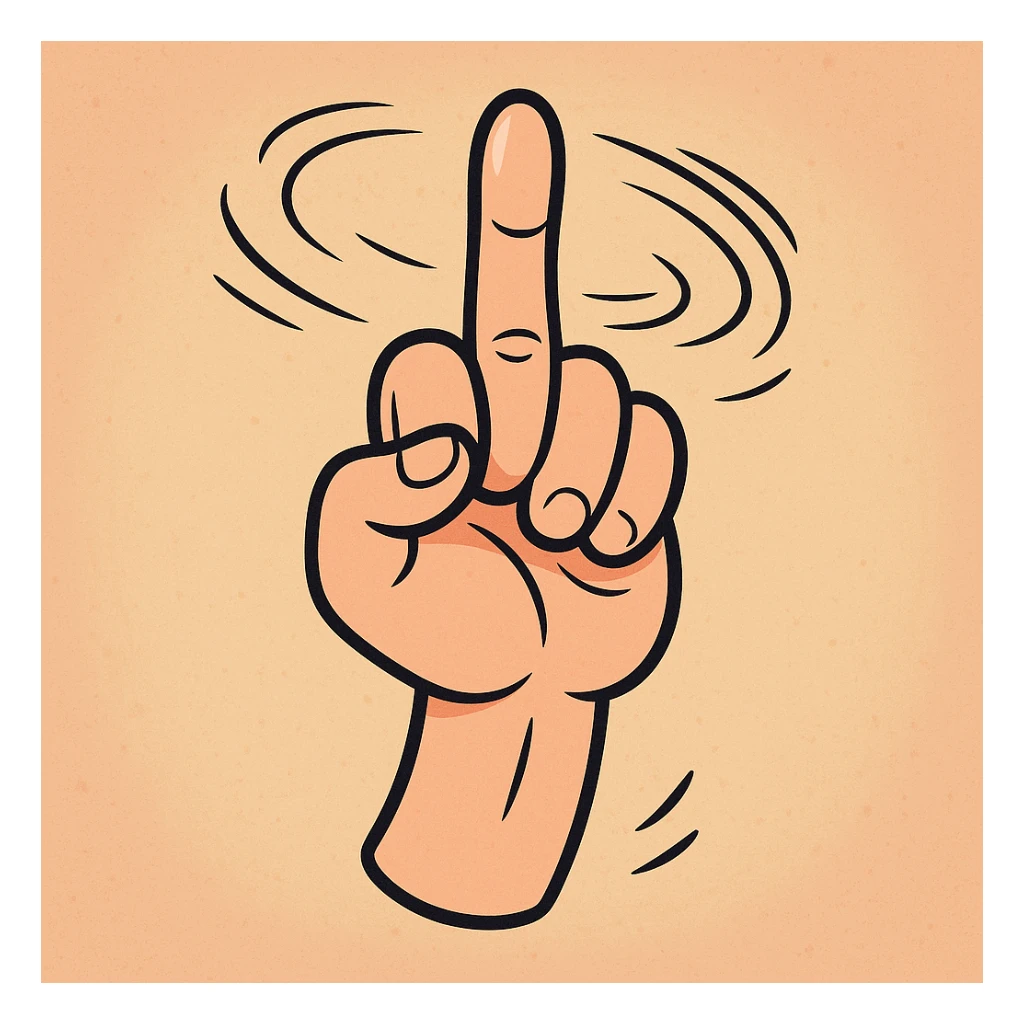 a fun and bold style hand showing the middle finger, spinning sticker