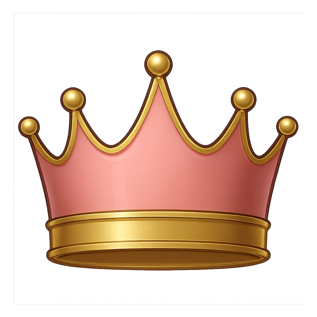 traditional pink crown with smooth finish and gold trim, straightforward elegant look sticker