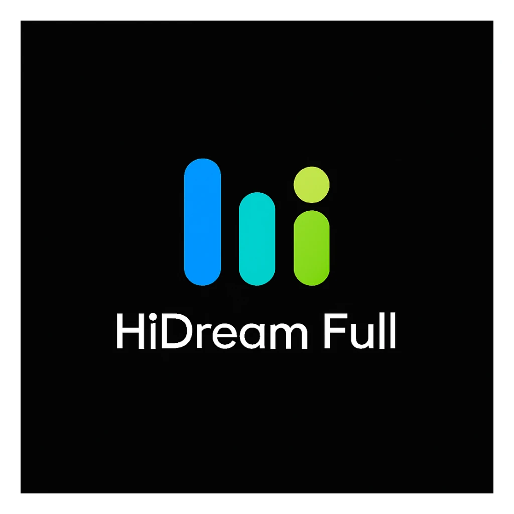 create high dream logo like this with text "HIDream Full", black background  sticker
