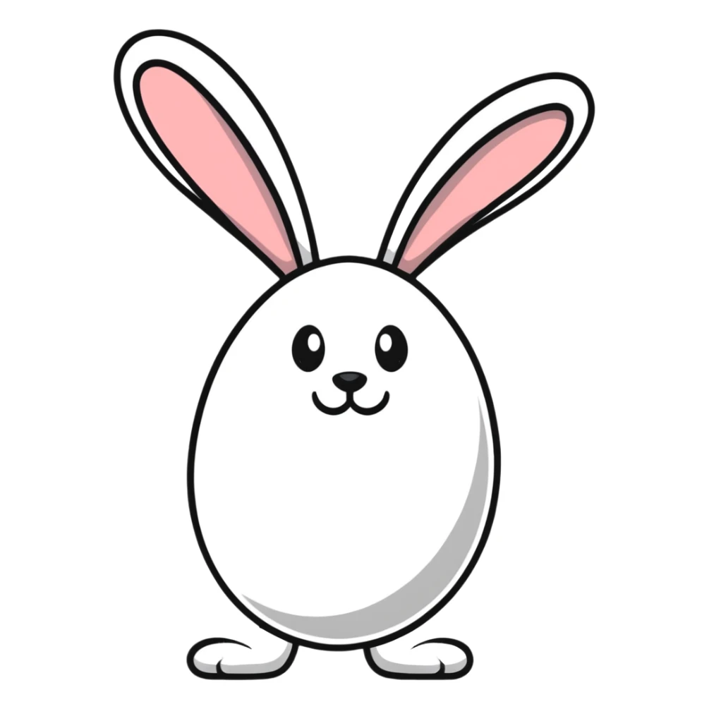 A white egg with bunny ears popping out sticker