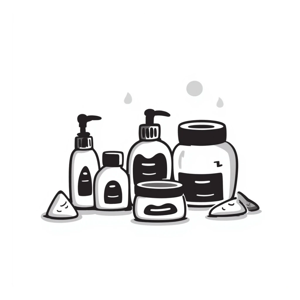 skincare products, casual, sketchy sticker