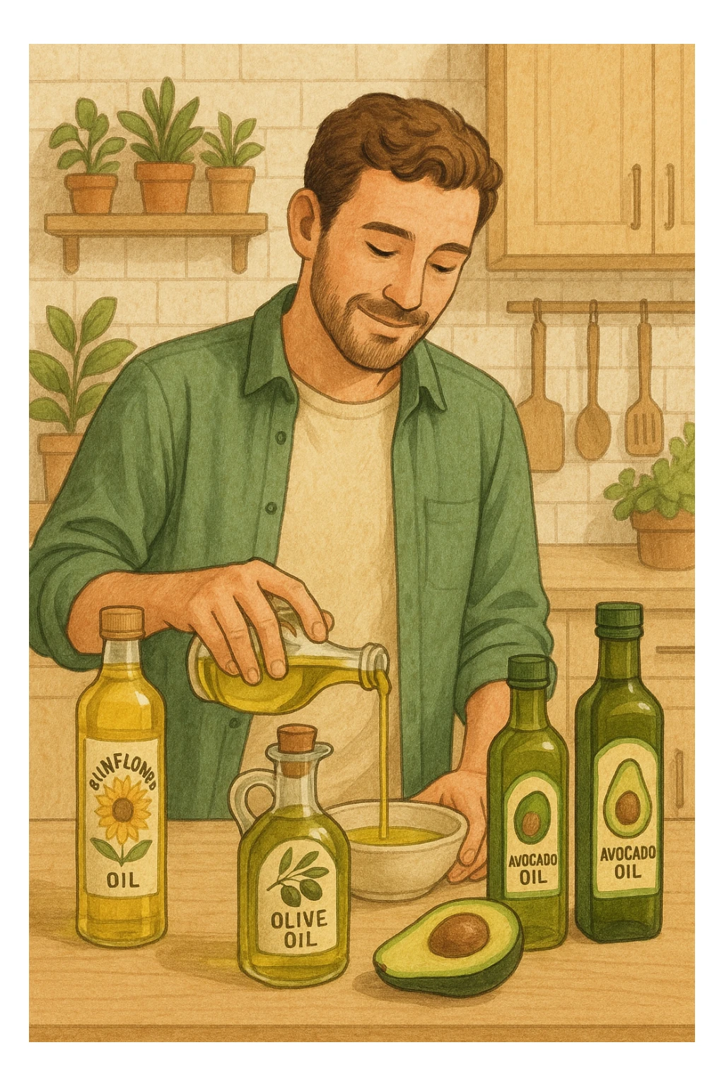 oli vegetali in uso da un uomo sticker