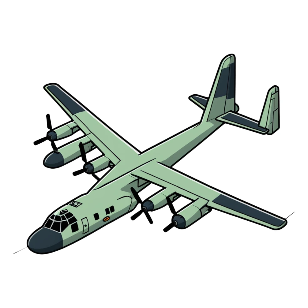 AC-130 gunship military aircraft with visible cannons and weapons sticker
