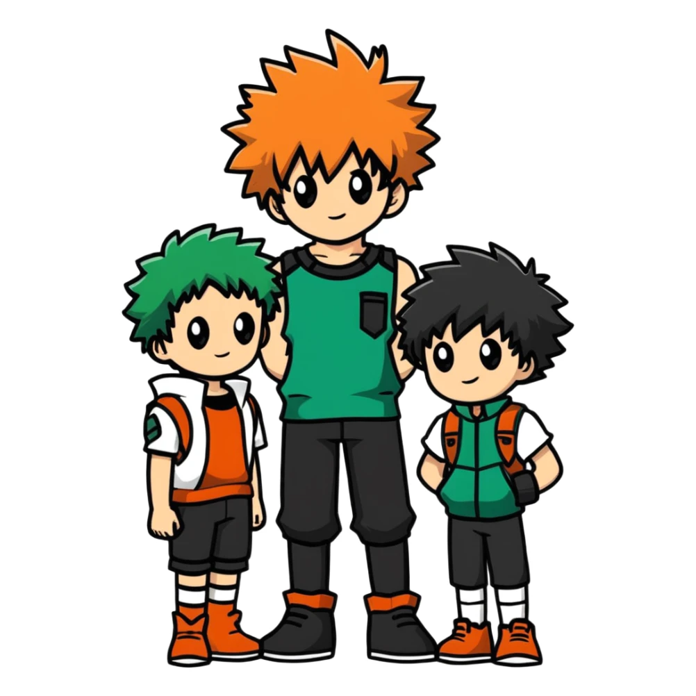 Bakugo and Deku from My Hero Academia standing side by side sticker