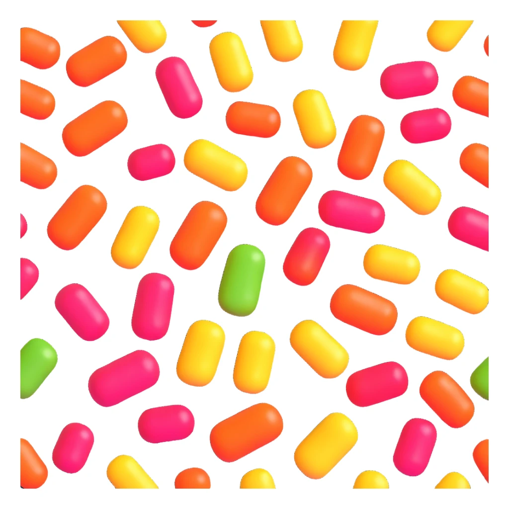 stubborn fat cells, 3D style, gummy appearance, bright colors, stubborn expressions sticker