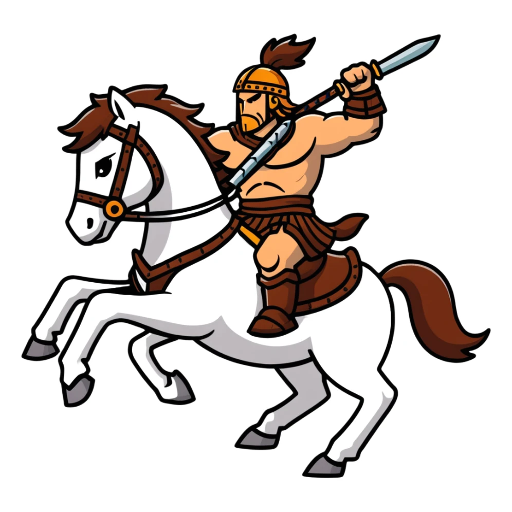 retro arcade barbarian warrior riding battle horse sticker