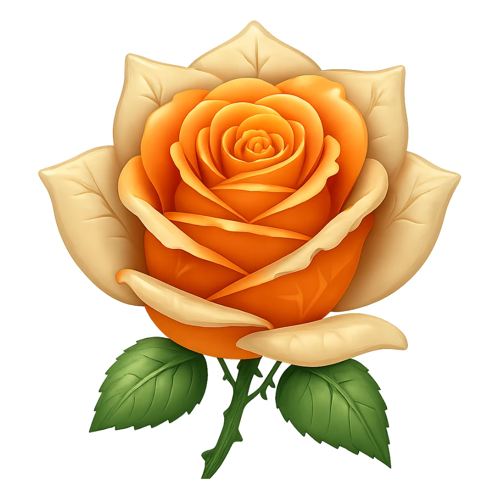 Make the ice rose orange. The original style is emoji style, but since emoji style does not support editing, please keep the emoji style look while making the rose orange and removing the background. sticker