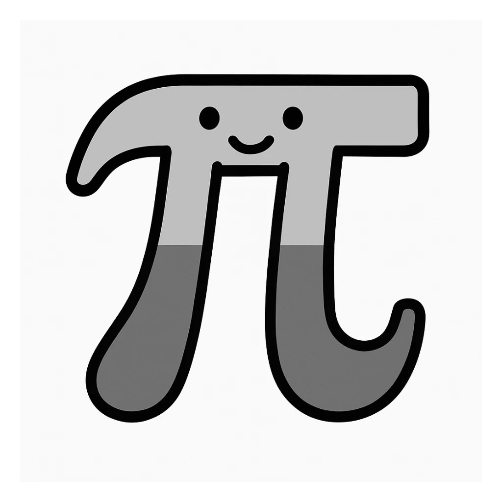 the mathematical symbol pi (π), simple and bold, flat gray illustration style sticker