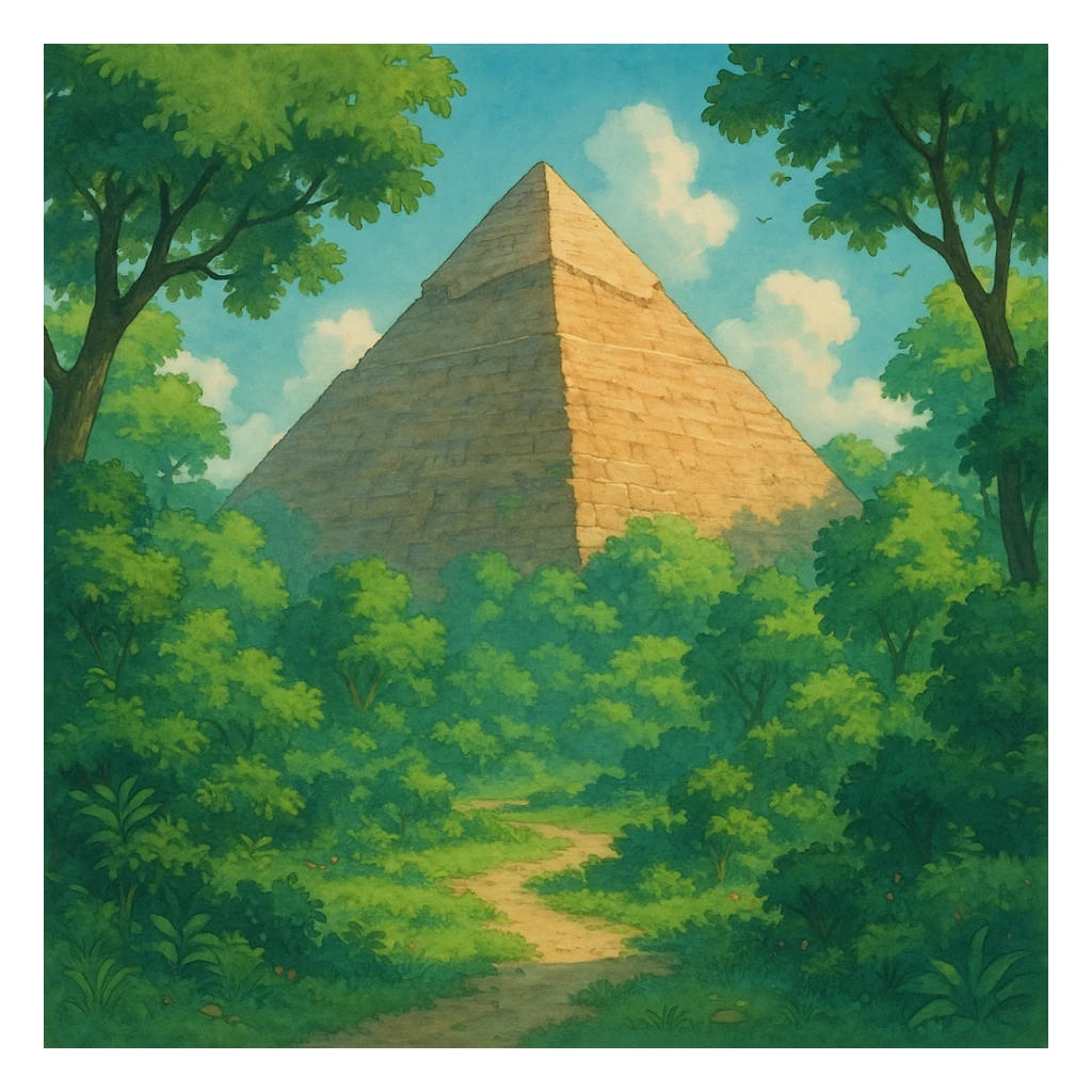 Egyptian pyramid, detailed, beautiful, ghibli style illustration sticker