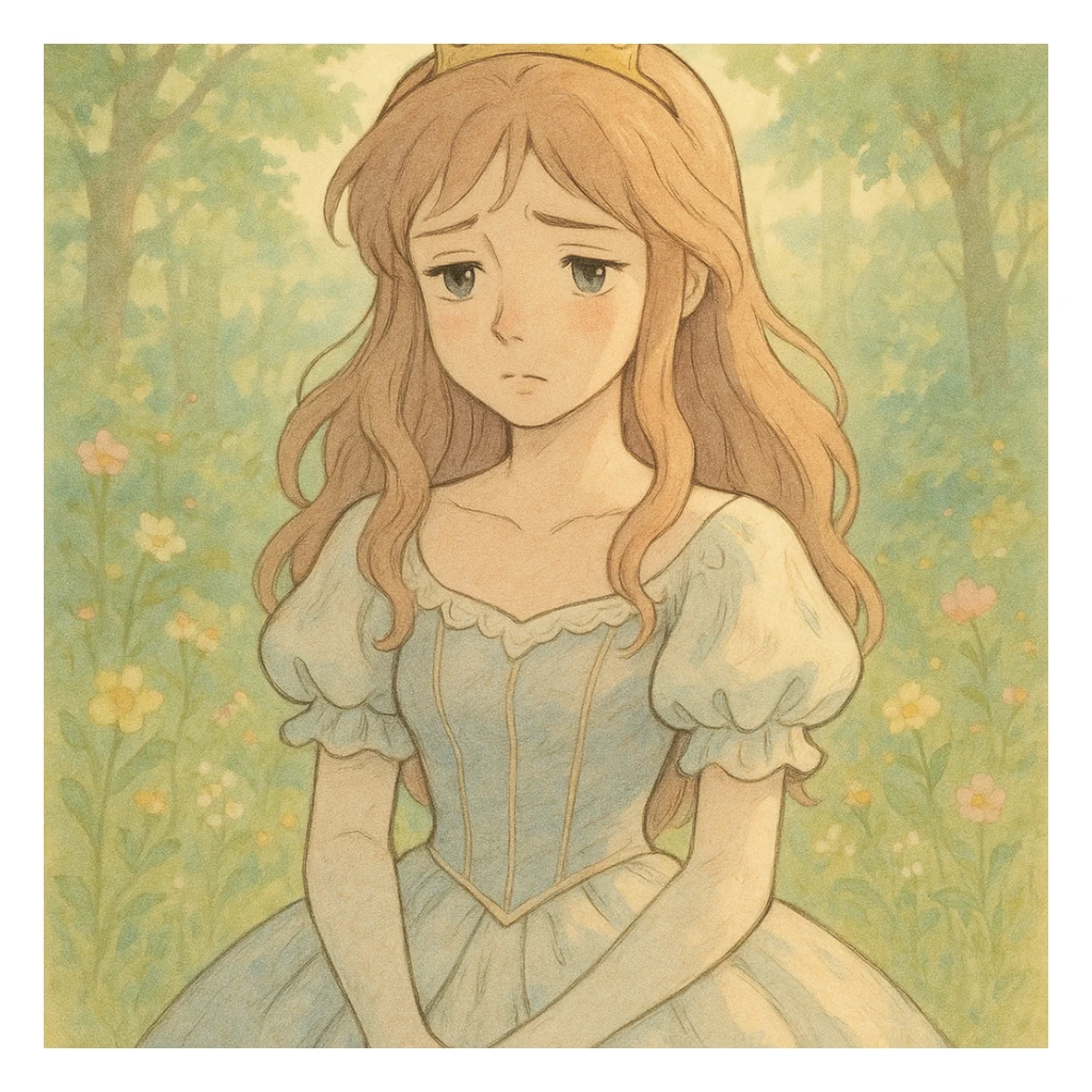 sad princess in ghibli style illustration sticker