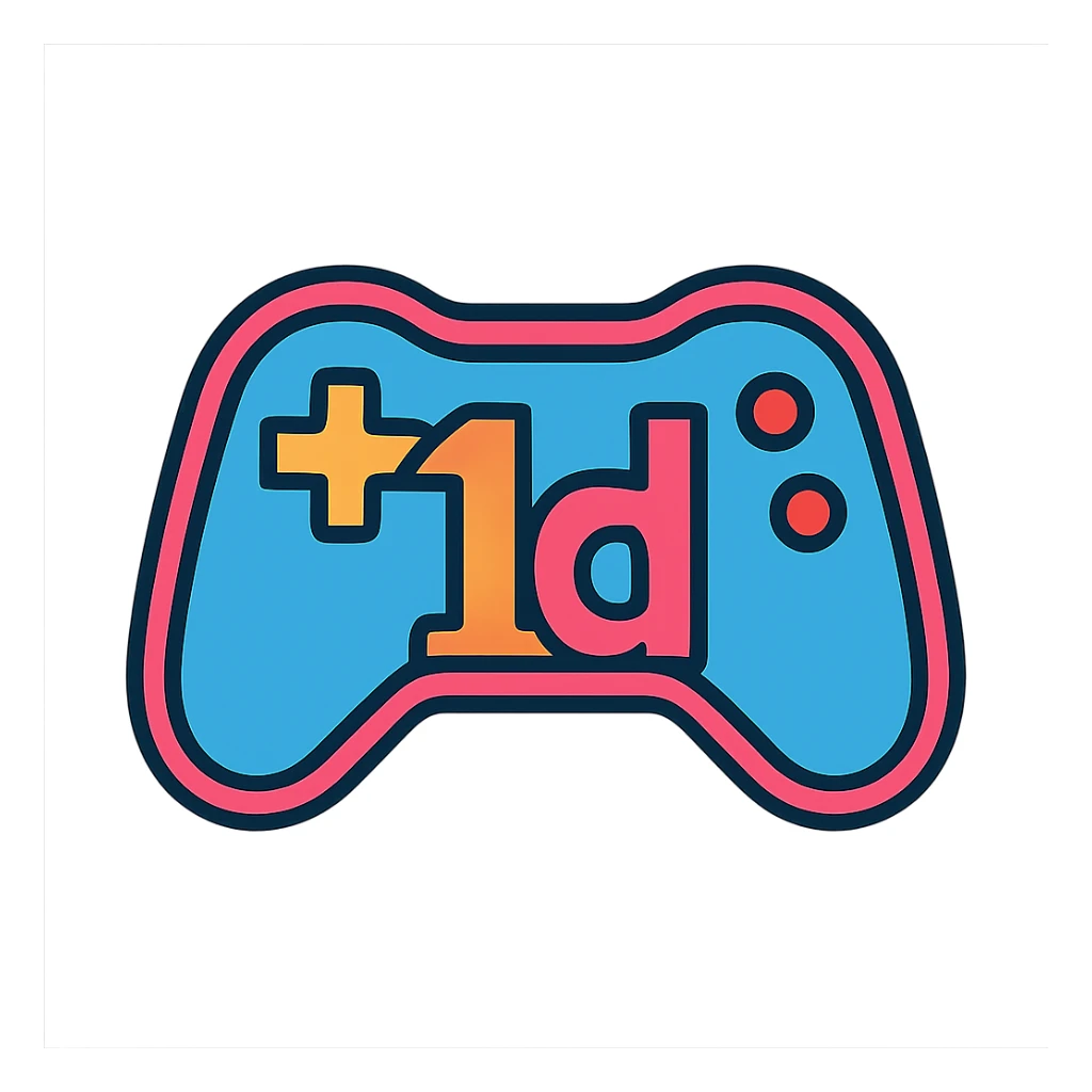 gaming logo with '1d' text, dynamic icon style, energetic and eye-catching sticker