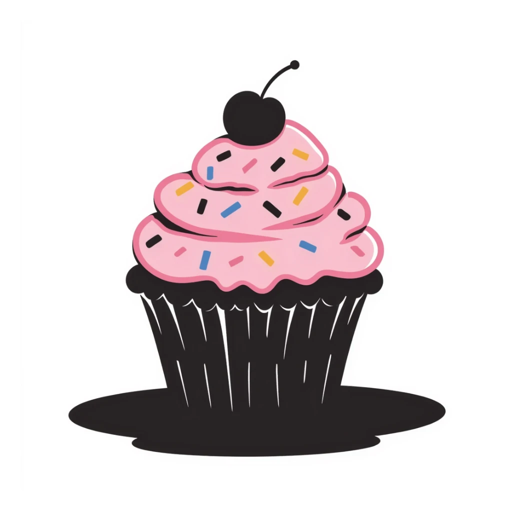 cute cupcake with pink frosting and colorful sprinkles sticker