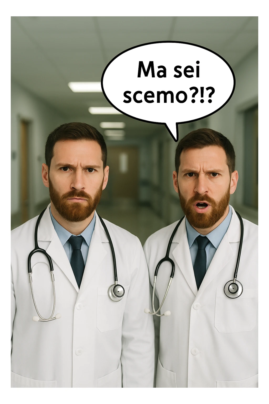 Dottore con la stessa faccia e camicie, dice "Ma sei scemo?!?" sticker