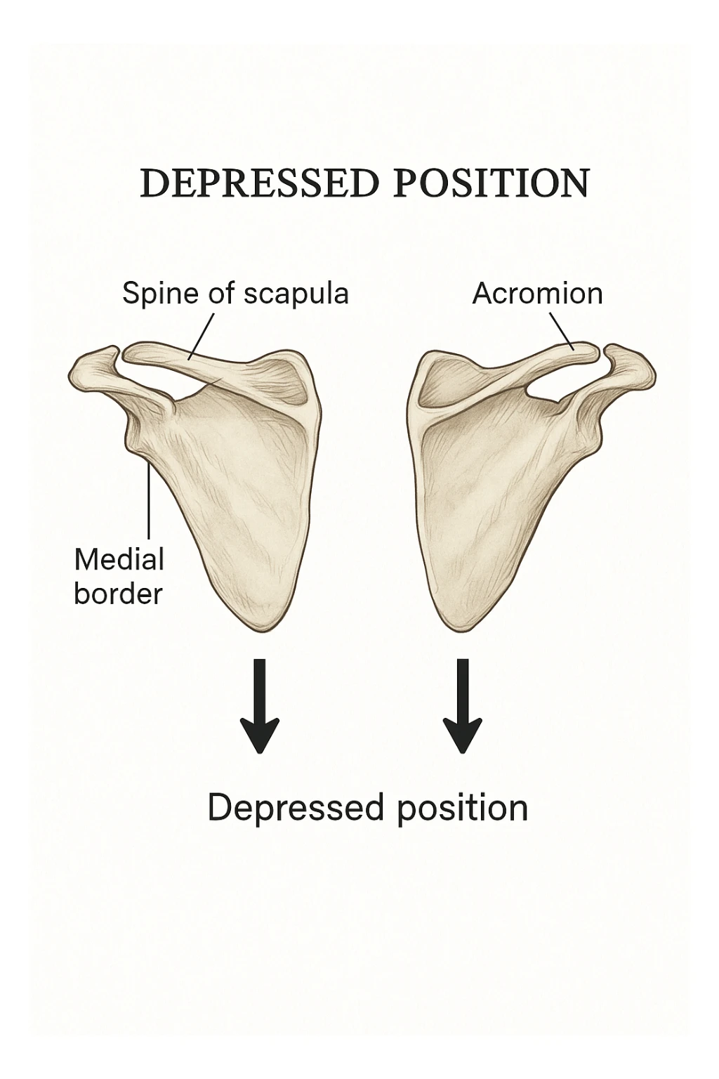 Scapole che vanno in giù depresse, viste anatomicamente. Fallo capire magari con frecce in basso più specifiche e caratteristiche sticker