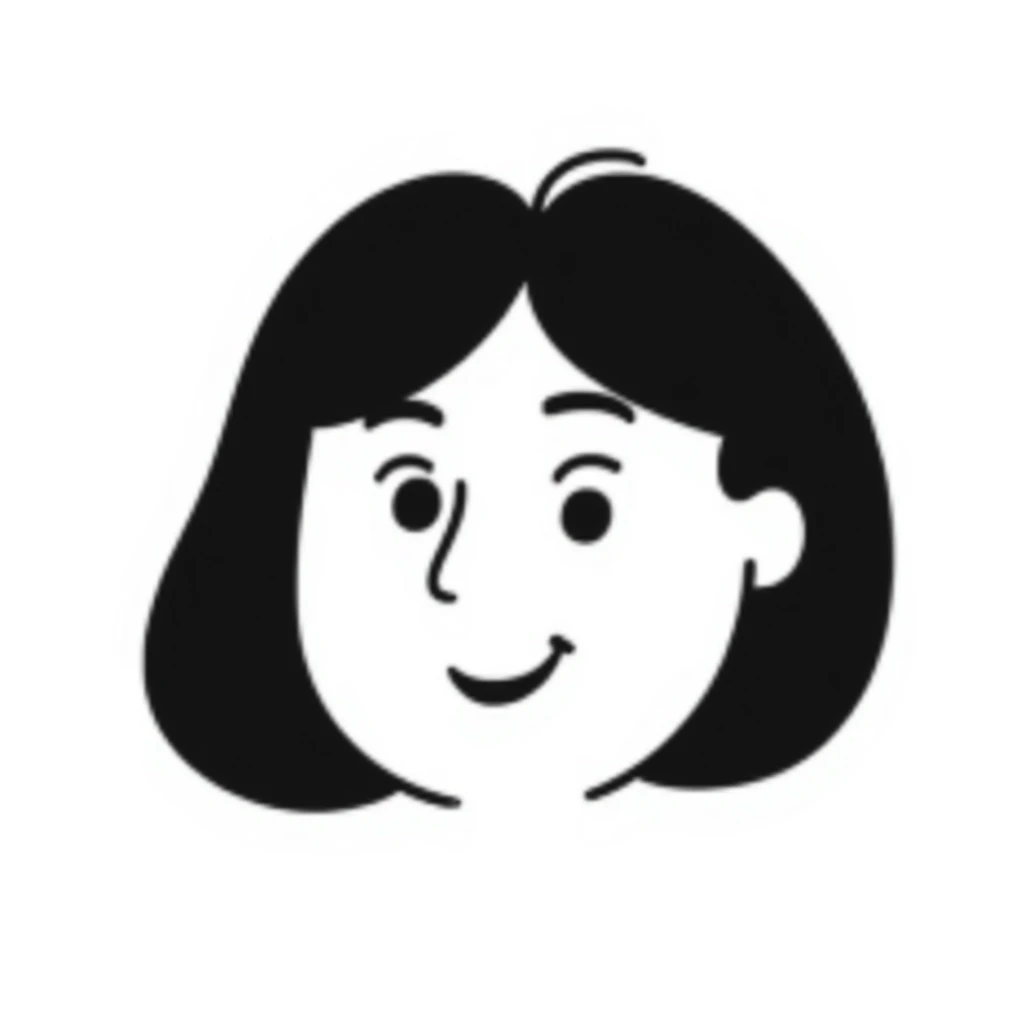 cute girl face, hand-drawn doodle style, simple lines, smiling sticker