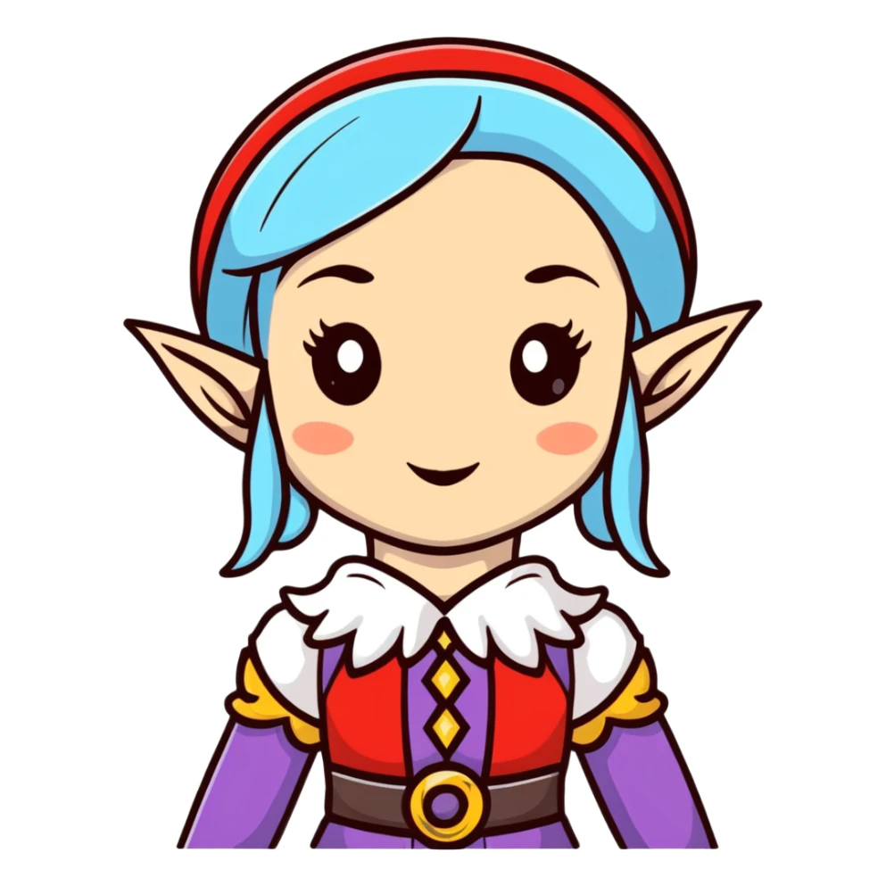 attractive female elf with refined features, elaborate fantasy attire sticker
