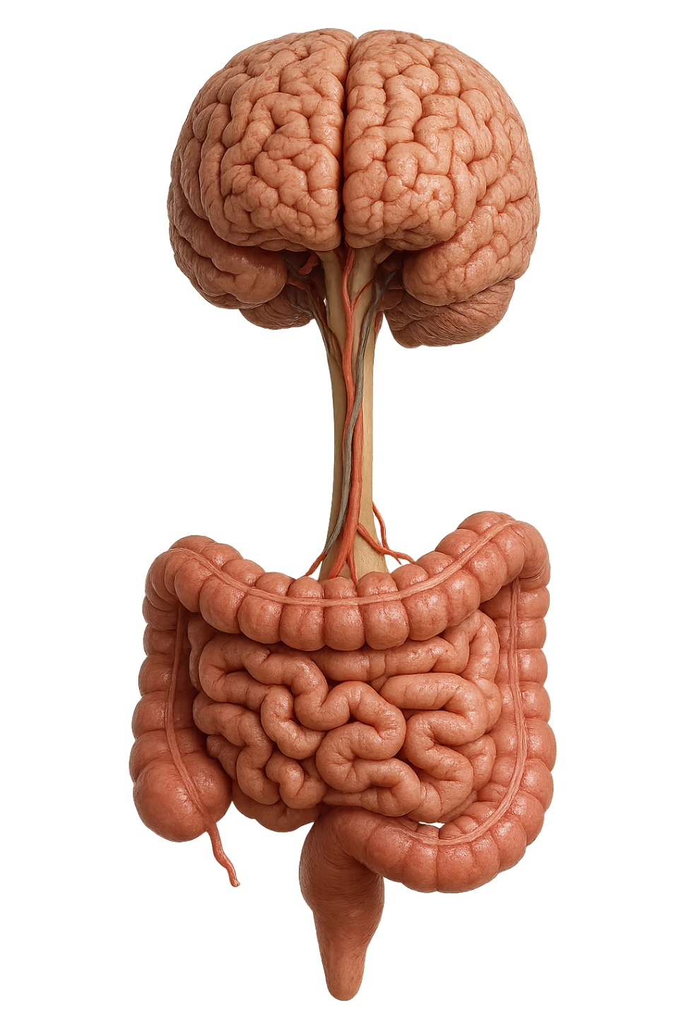 intestino e cervello sono collegati verticalmente, iperrealistico 4k sticker